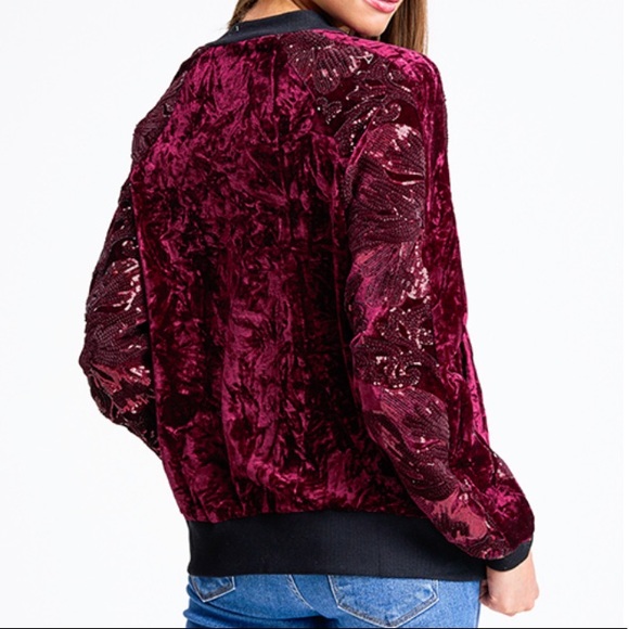 Velvet Jacket with Floral Sequin Design - Picture 7 of 8